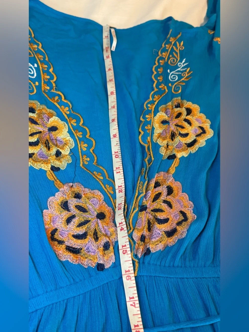 Free People Cora Embroidery Mini Dress Blue Coachella Stagecoach Festival - Picture 6 of 13